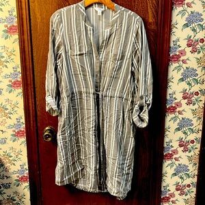 Taupe striped silky cover up